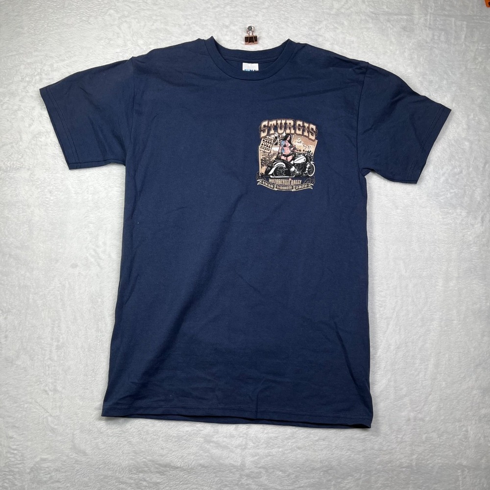 Suna‎ Welcome 2022 Bikers T Shirt Mens M Blue Sturgis Motorcycle Rally Dakota